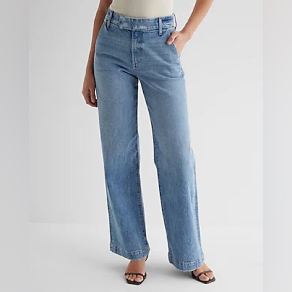 Express Light Blue Wide Leg Jeans